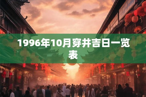 1996年10月穿井吉日一览表