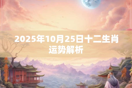 2025年10月25日十二生肖运势解析 2025年10月25日十二生肖运势解析