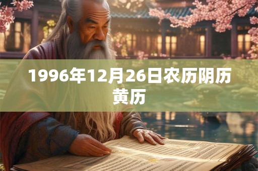 1996年12月26日农历阴历黄历 1996年12月26日农历阴历黄历