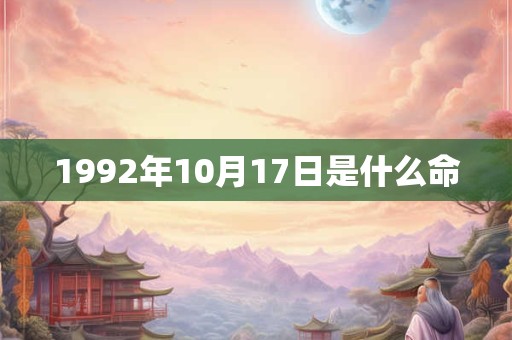 1992年10月17日是什么命 1992年10月17日是什么命