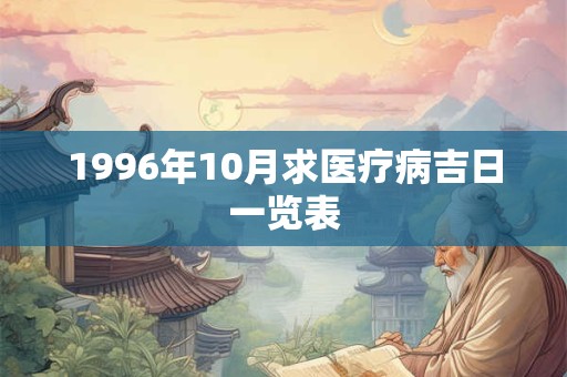 1996年10月求医疗病吉日一览表