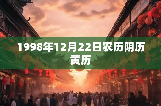 1998年12月22日农历阴历黄历 1998年12月22日农历阴历黄历