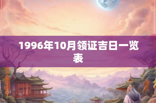 1996年10月领证吉日一览表