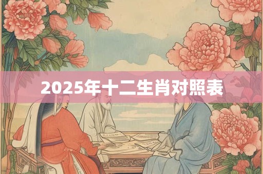 2025年十二生肖对照表 2025年十二生肖对照表