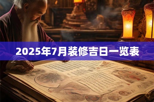 2025年7月装修吉日一览表 2025年7月装修吉日一览表