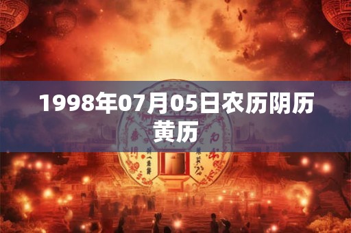 1998年07月05日农历阴历黄历 1998年07月05日农历阴历黄历