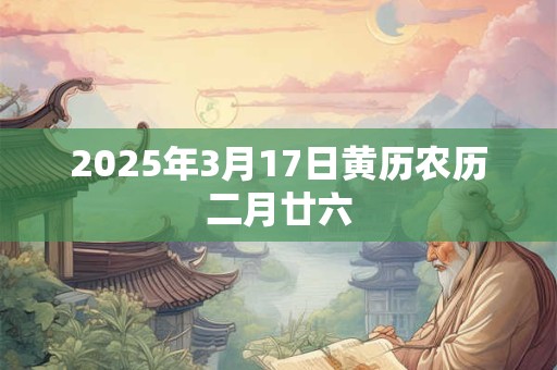 2025年3月17日黄历农历二月廿六 2025年3月17日黄历农历二月廿六