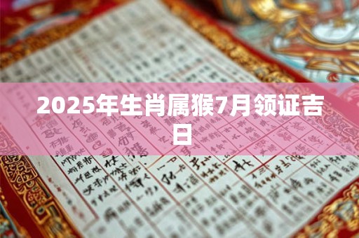 2025年生肖属猴7月领证吉日 2025年生肖属猴7月领证吉日