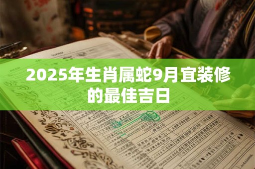 2025年生肖属蛇9月宜装修的最佳吉日