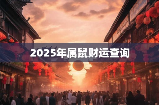 2025年属鼠财运查询 2025年属鼠财运查询