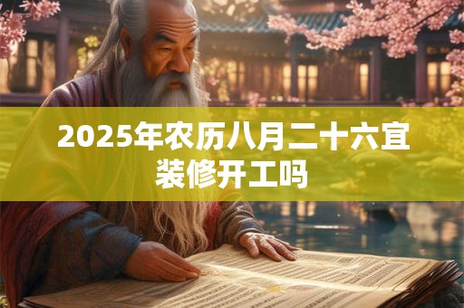 2025年农历八月二十六宜装修开工吗 2025年农历八月二十六宜装修开工吗