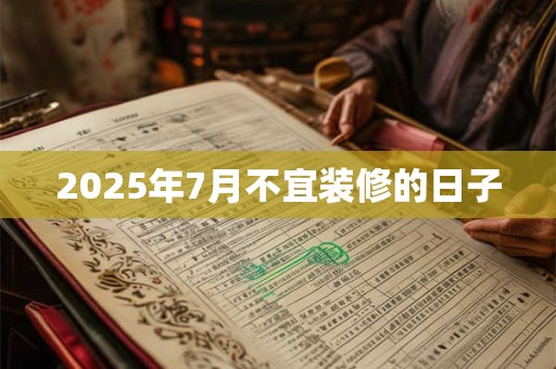 2025年7月不宜装修的日子
