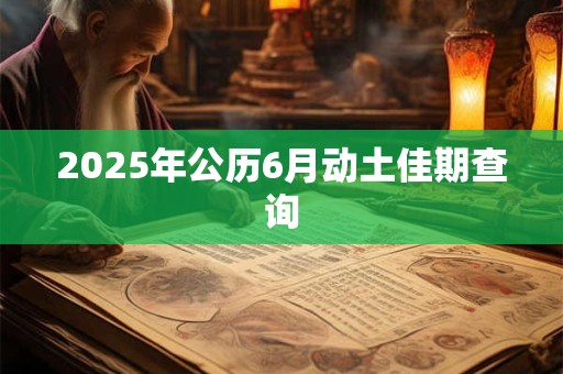 2025年公历6月动土佳期查询 2025年公历6月动土佳期查询