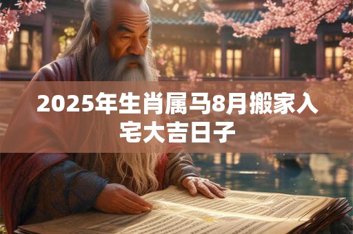 2025年生肖属马8月搬家入宅大吉日子 2025年生肖属马8月搬家入宅大吉日子