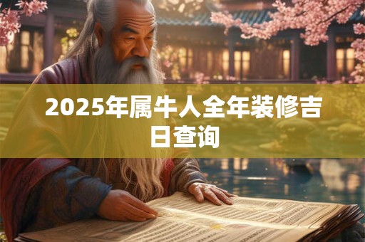 2025年属牛人全年装修吉日查询 2025年属牛人全年装修吉日查询
