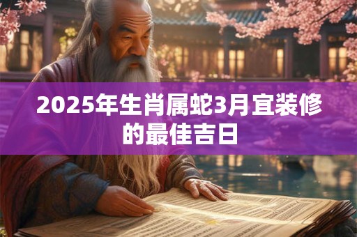 2025年生肖属蛇3月宜装修的最佳吉日