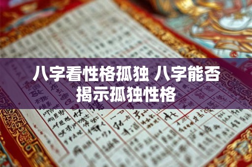 八字看性格孤独 八字能否揭示孤独性格 八字看性格孤独 八字能否揭示孤独性格