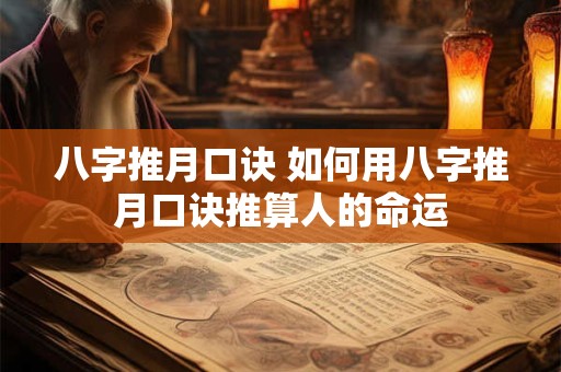八字推月口诀 如何用八字推月口诀推算人的命运
