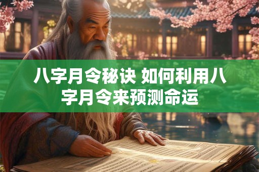 八字月令秘诀 如何利用八字月令来预测命运