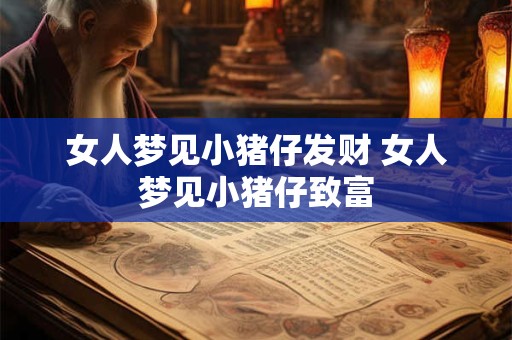 女人梦见小猪仔发财 女人梦见小猪仔致富