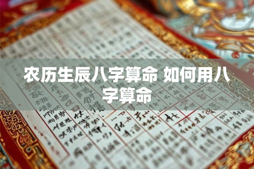 农历生辰八字算命 如何用八字算命