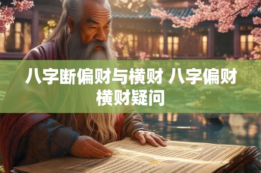 八字断偏财与横财 八字偏财横财疑问