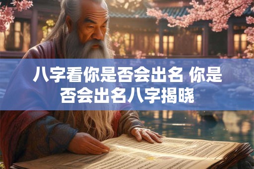 八字看你是否会出名 你是否会出名八字揭晓