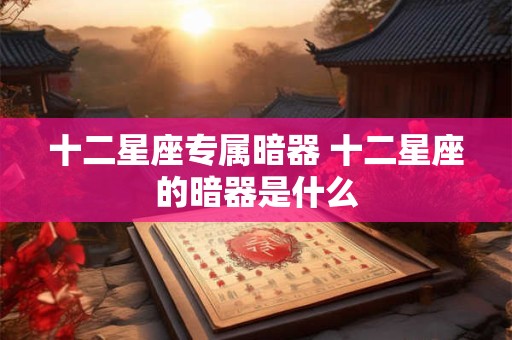 十二星座专属暗器 十二星座的暗器是什么