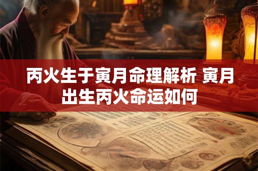 丙火生于寅月命理解析 寅月出生丙火命运如何