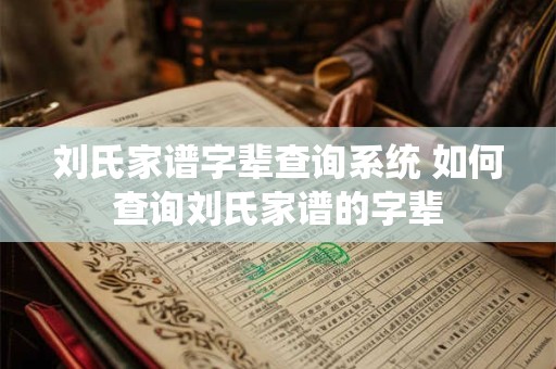 刘氏家谱字辈查询系统 如何查询刘氏家谱的字辈