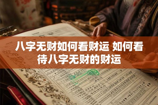 八字无财如何看财运 如何看待八字无财的财运