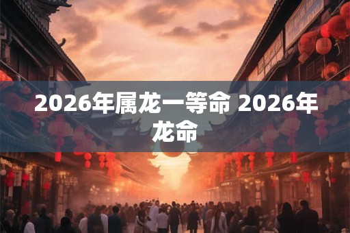 2026年属龙一等命 2026年龙命