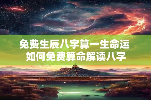 免费生辰八字算一生命运 如何免费算命解读八字