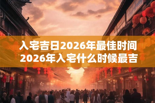 入宅吉日2026年最佳时间 2026年入宅什么时候最吉利