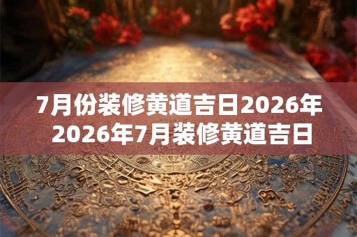 7月份装修黄道吉日2026年 2026年7月装修黄道吉日
