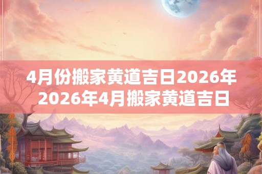 4月份搬家黄道吉日2026年 2026年4月搬家黄道吉日