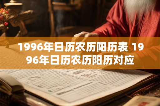 1996年日历农历阳历表 1996年日历农历阳历对应