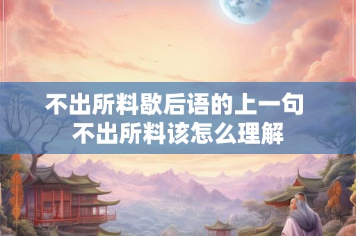 不出所料歇后语的上一句 不出所料该怎么理解