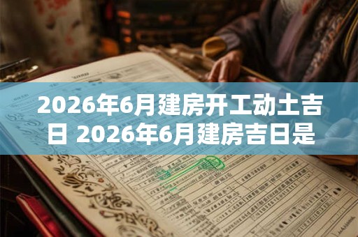 2026年6月建房开工动土吉日 2026年6月建房吉日是哪一天