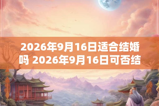 2026年9月16日适合结婚吗 2026年9月16日可否结婚