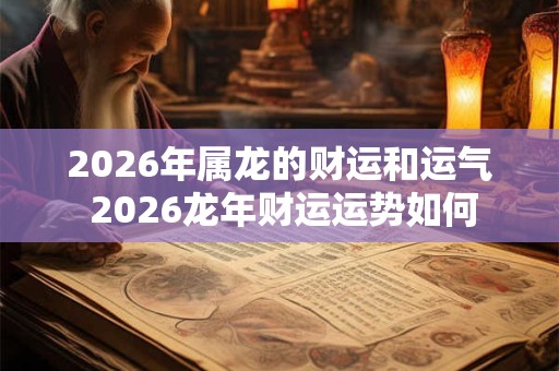 2026年属龙的财运和运气 2026龙年财运运势如何 2026年属龙的财运和运气 2026龙年财运运势如何