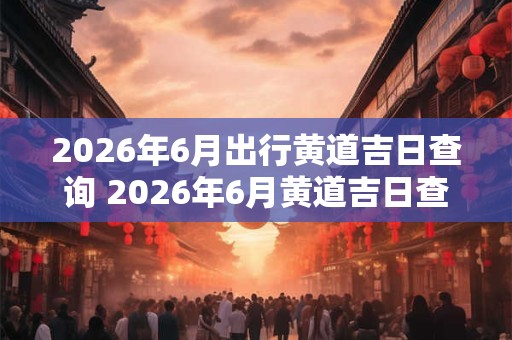 2026年6月出行黄道吉日查询 2026年6月黄道吉日查询