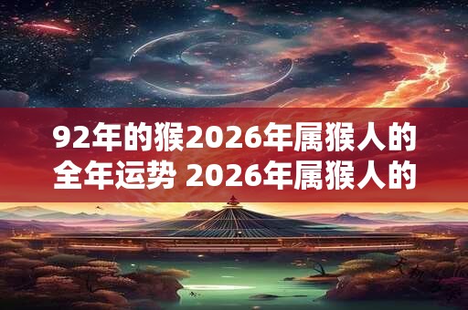 92年的猴2026年属猴人的全年运势 2026年属猴人的运势如何