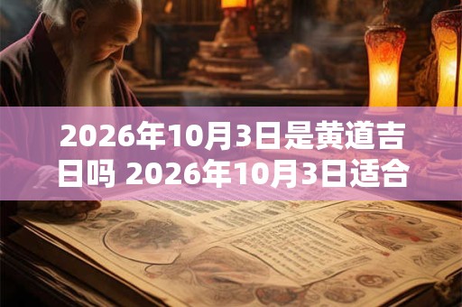 2026年10月3日是黄道吉日吗 2026年10月3日适合选黄道吉日吗