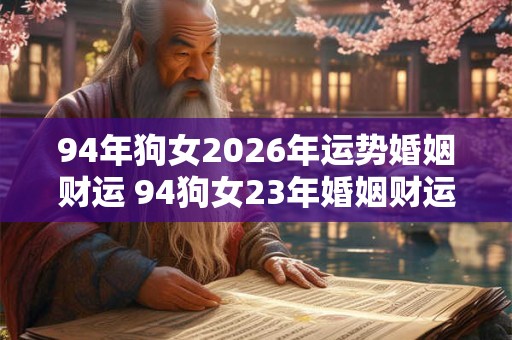 94年狗女2026年运势婚姻财运 94狗女23年婚姻财运如何