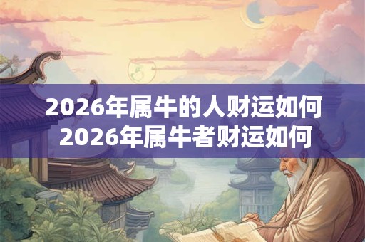 2026年属牛的人财运如何 2026年属牛者财运如何