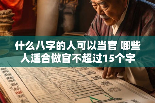 什么八字的人可以当官 哪些人适合做官不超过15个字