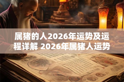 属猪的人2026年运势及运程详解 2026年属猪人运势如何