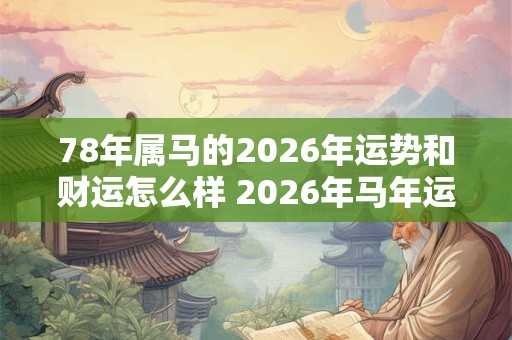 78年属马的2026年运势和财运怎么样 2026年马年运势和财运如何
