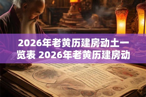 2026年老黄历建房动土一览表 2026年老黄历建房动土时间表